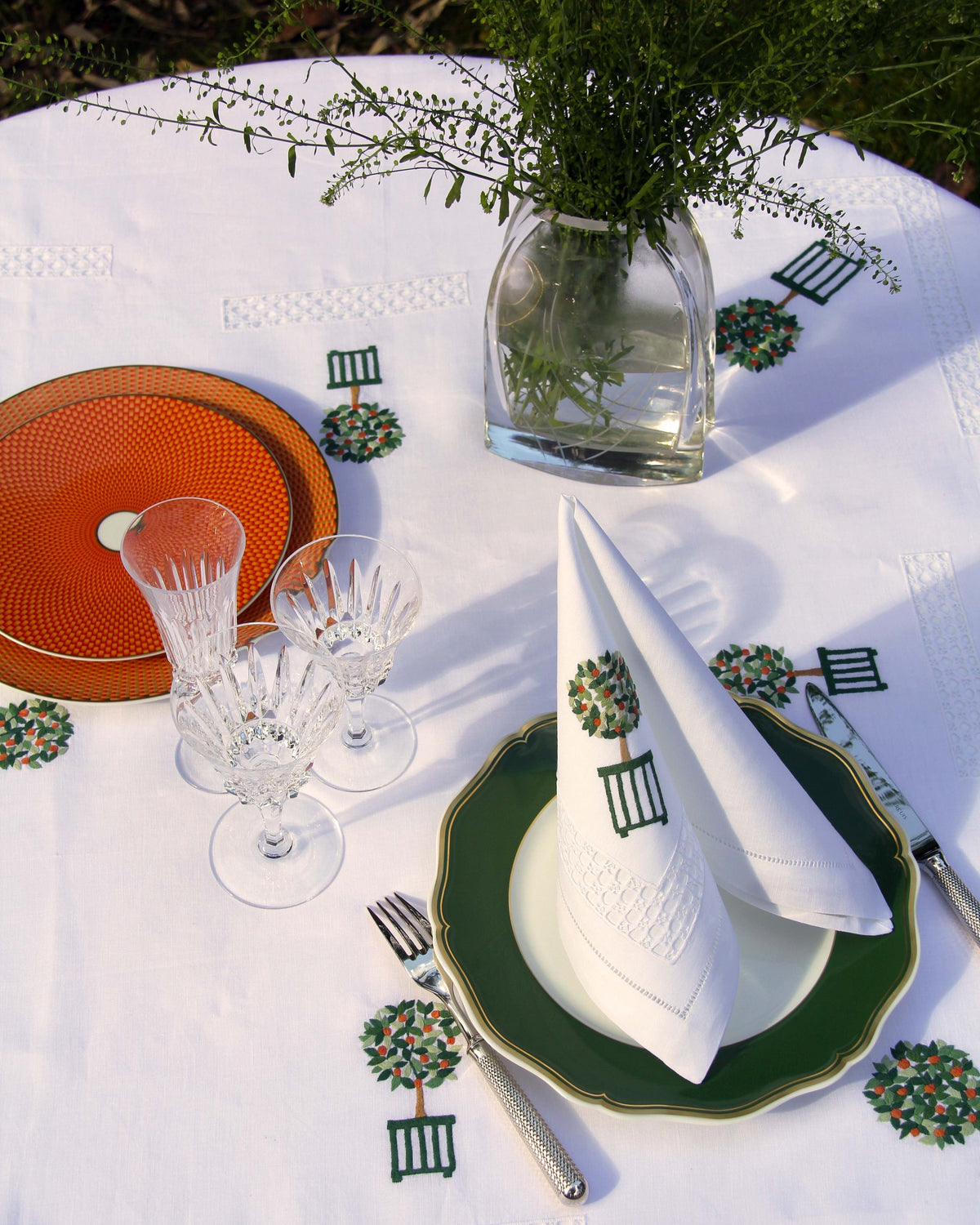 Nappe lin brodée Orangerie
