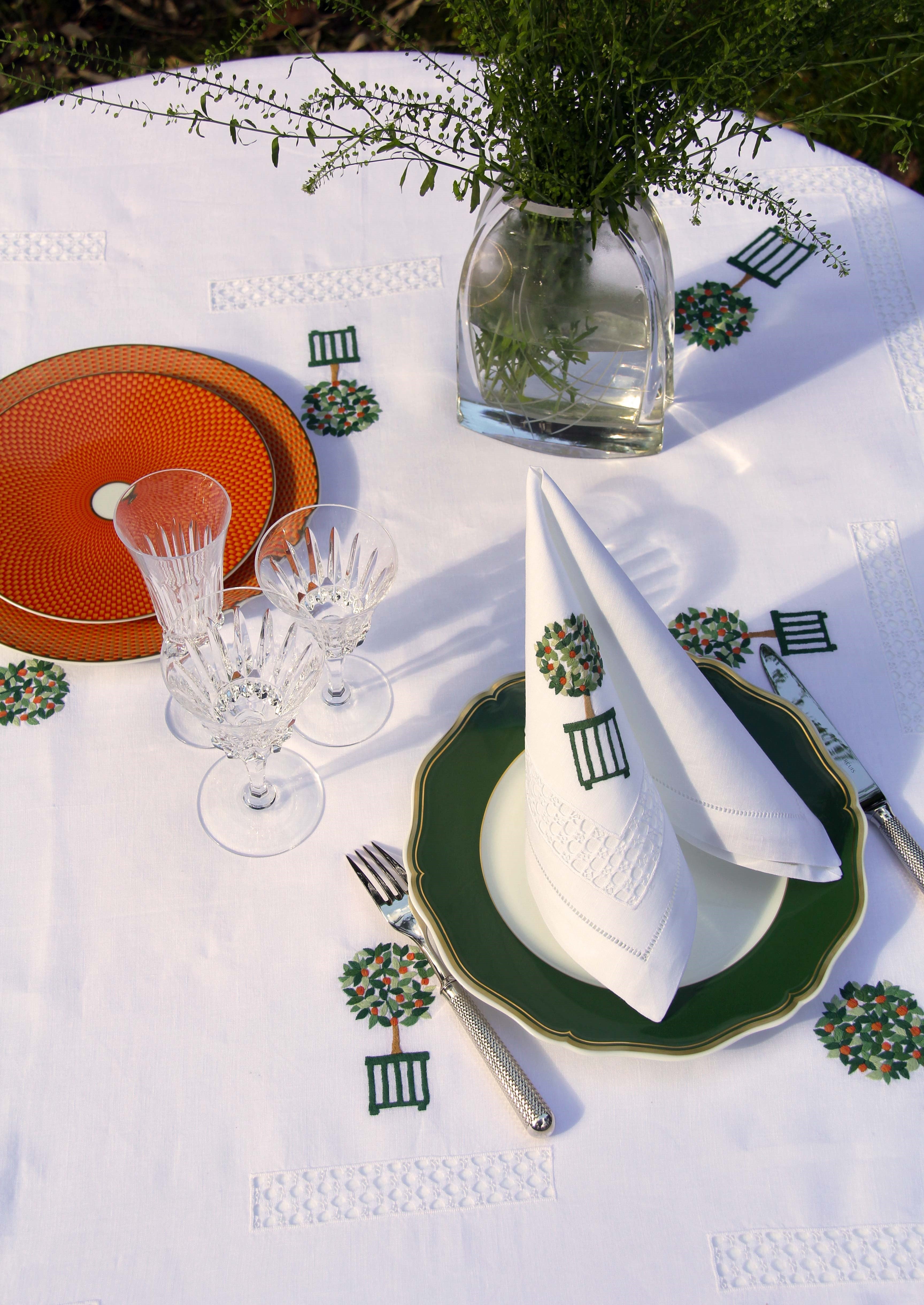 Nappe lin brodée Orangerie